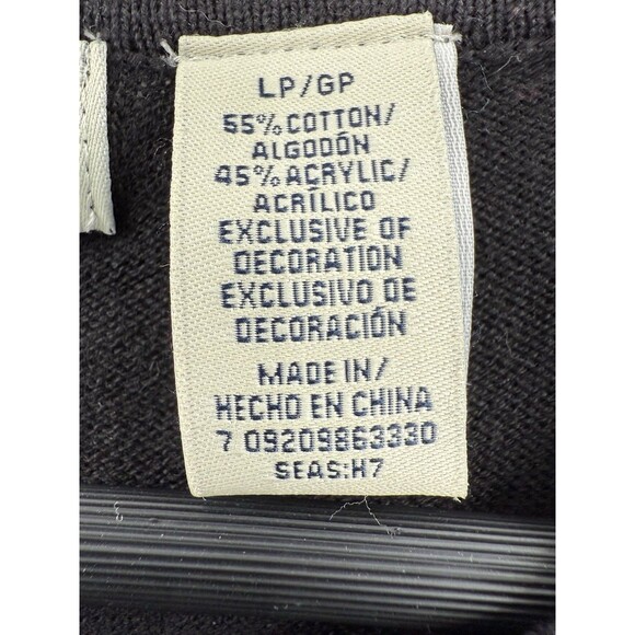 Classic Elements Holiday Poinsettia Cardigan Black Sequin Sweater Petite LARGE - Picture 10 of 14